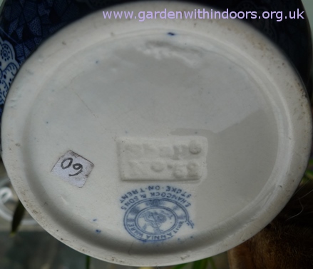 blue and white tranfer ware vase Britannia Ware S Hancock & Sons shape no 52 Charles I