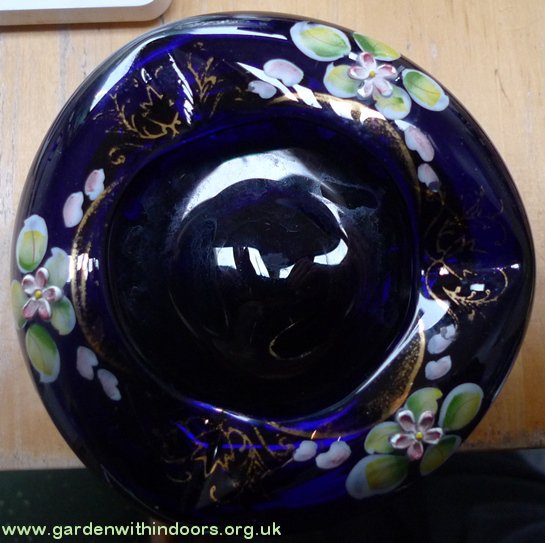 bohemian cobalt blue glass ashtray